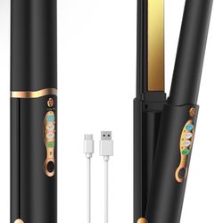 Portable Titanium Cordless Hair Straightener for Edges Bangs, Heat Up in Seconds