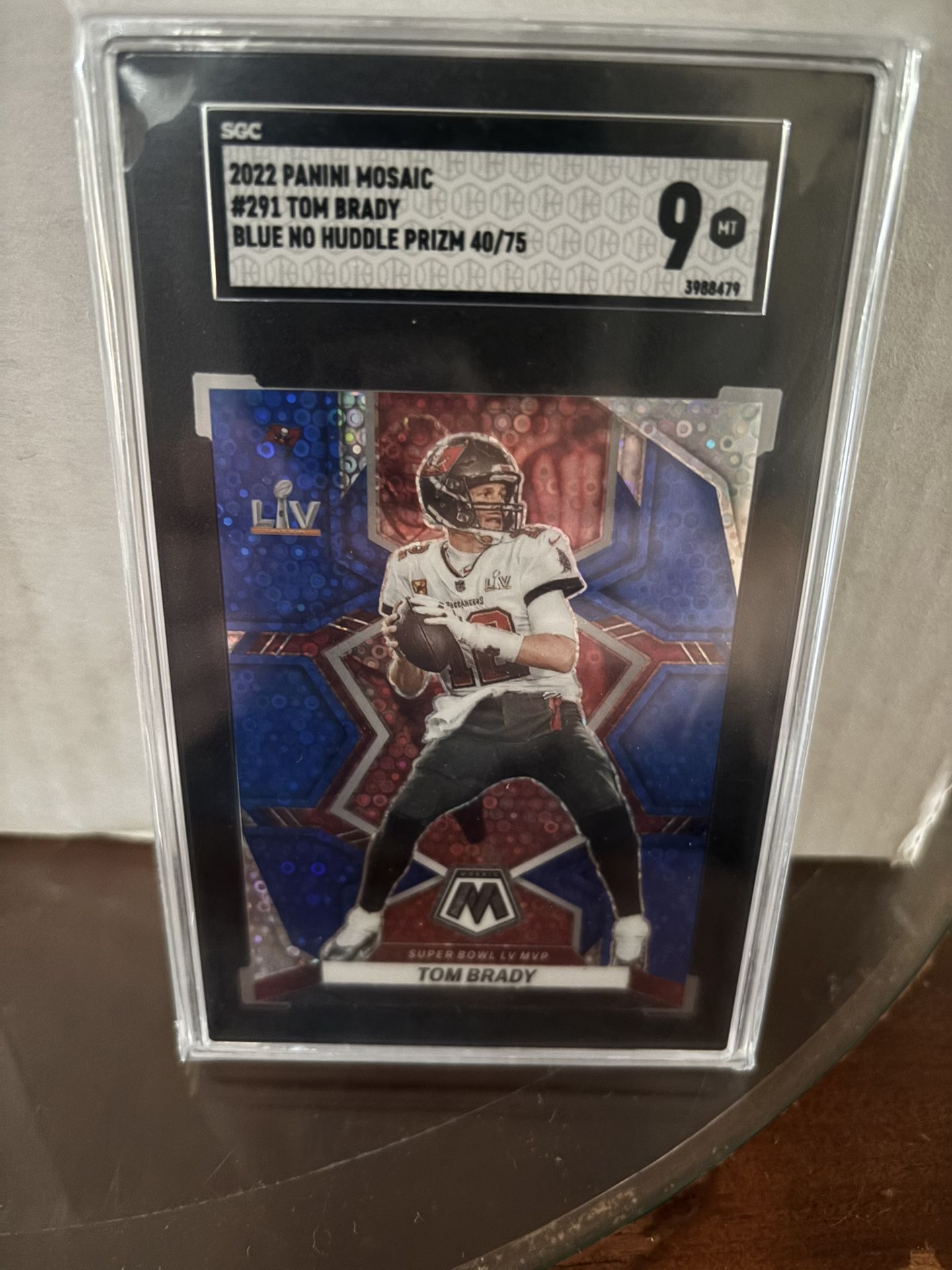 2022 Mosaic Tom Brady No Huddle Blue /75 SGC 9