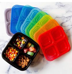8pcs 4-compartment snack containers, new