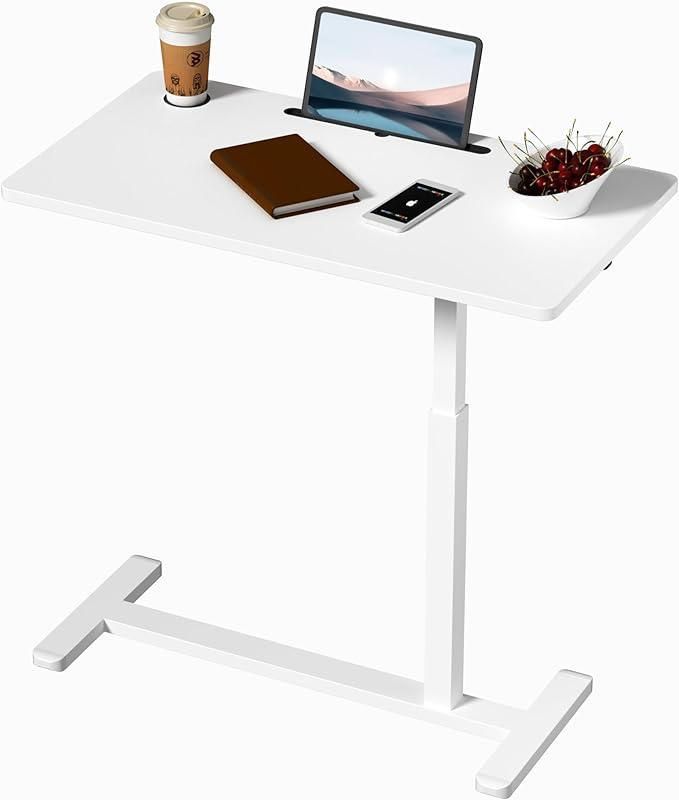 Home Office Desks Height Adjustable with 360° Moveable Hidden Wheels,Multifunctional Pneumatic Laptop Desk Suitable for Sofa、Bedside、Study and Work Us