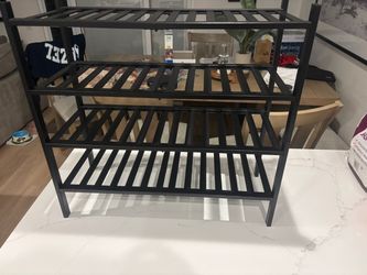 Black 4-Tier Wooden Shoe Rack / Storage Organizer