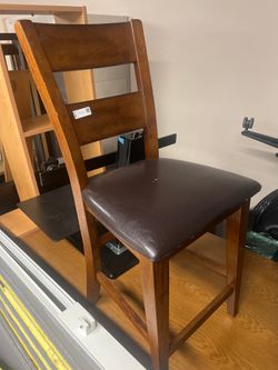 One Stylish Counter Height Chairs with Brown Faux Leather Seat