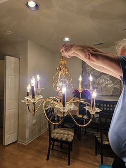 Elegant Crystal And Gold Plated Chandelier