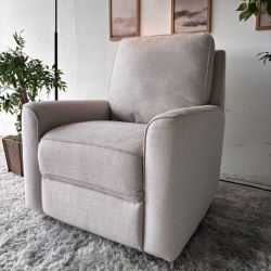 Cream Fabric Swivel Rocker Chair with Recliner