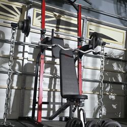 《FREE LOCAL DELIVERY》PULL UP POWER RACK + BENCH + BARBELL + EZ CURL BAR + ADJUSTABLE DUMBBELLS