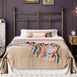 Twin Size Metal Platform Bed Frame with Victorian Vintage Headboard/Under Bed Storage/No Box Spring Needed/Easy Assembly/Noise Free/Mattress Foundatio