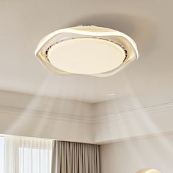 NEW in BOX Bladeless Ceiling Fan w/ Light + Remote (Modern Flush Mount White)