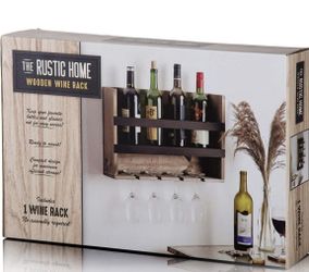 The Rustic Home Wooden Wine Rack, Stemware Holder Easy Access No Assembly New