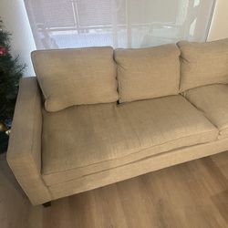 Light Gray 3-seat Fabric Sofa