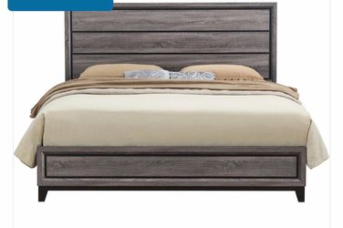 Joss grey Queen Panel bed W/ head board and foot board .