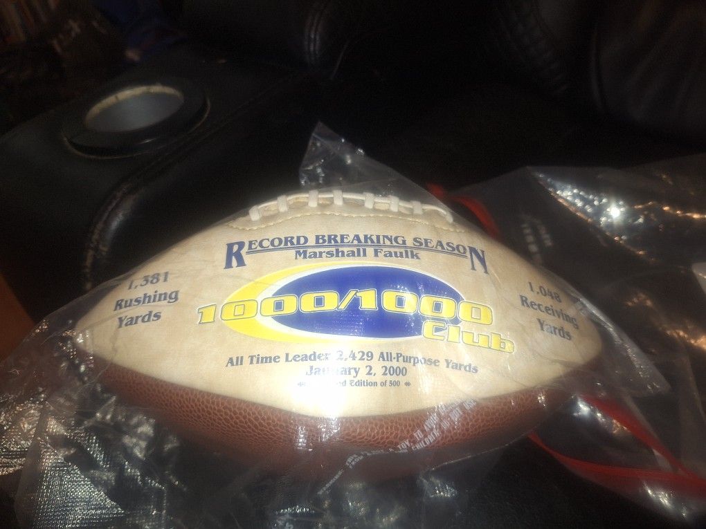 Limited Edition Marshall Faulk Signed Football /500