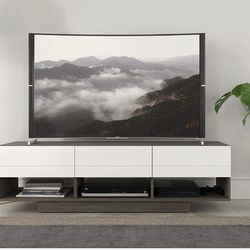 Nexera 60 inch TV Stand, Walnut & White