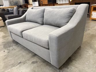 Modern Grey Woven 2 Seat Sofa with Sloped Arms