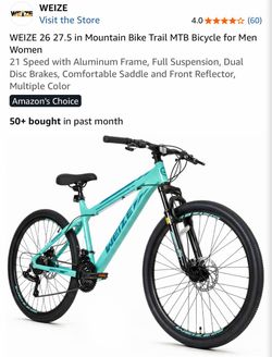 WEIZE 26 27.5 in Mountain Bike Trail MTB... Size: 26 Inch Color: Mint