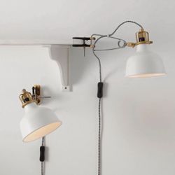 Set Of 2 IKEA Ranarp White Clamp Lamps Spotlights