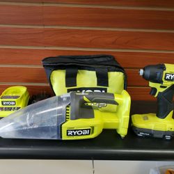 Ryobi 2 Tool Kit 18 Volt One Plus Impact Driver And Vacuum