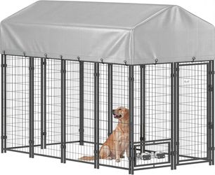 8' x 4' x 6' Outdoor Dog Kennel Welded Wire Dog Kennel Outside Run Waterproof & UV Resistant Cover