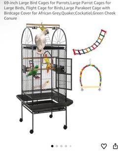 69-inch Large Bird Cages for Parrots,Large Parrot Cages for Large Birds, Flight Cage for Birds,Large Parakeet Cage with Birdcage Cover for African Gre