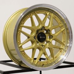 15x7 Gold Wheels Vors VR7 4x100/4x114.3 35 (Set of 4) 73.1