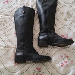 Leather Black High Boots