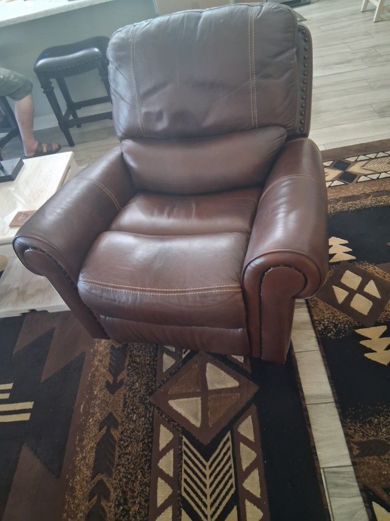 2 Brown Leather Recliners And Love Seat!