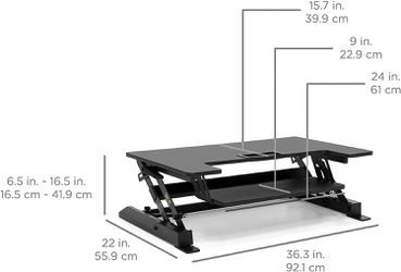 Ergonomic Standing Desk 36"(H) Adjustable with Gas Spring, Black Thumbnail