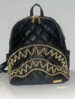 Sprayground Black Mamba Savage Quilted Backpack Gold Chain