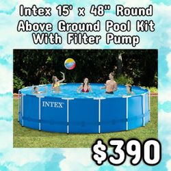 NEW Intex 15' x 48" Round Above Ground Pool Kit With Filter Pump: Njft 