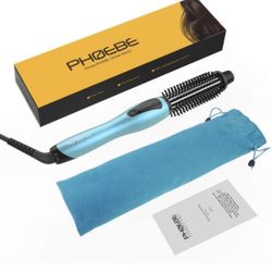 PHOEBE Curling Iron Brush Anti-Scald Bristles Instant Heat Up Dual Voltage Ceramic Tourmaline lonic Hair Curling Wand for All Hair Types (1 Inch NEW N