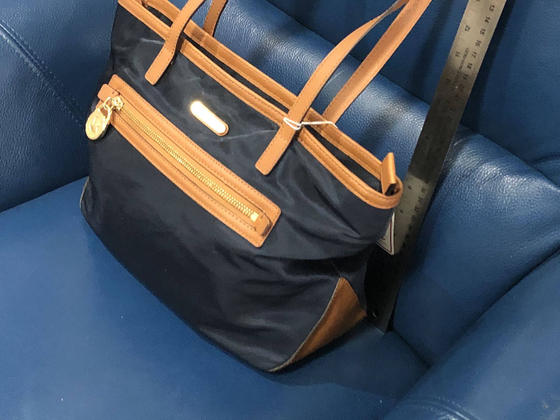 Michael Michael Kors Kempton Navy Blue Nylon Bag Leather Details