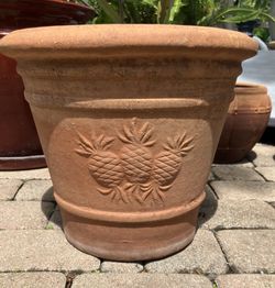 Pineapple Terracotta Pot: 14.25”W x 11.5”H