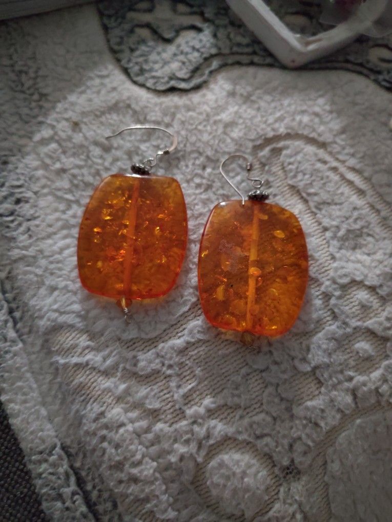 Sparking Balic Amber Dangle Earrings "Rare Find". Low Price