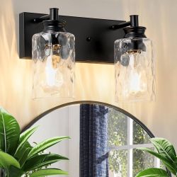 2-Light Black Vanity Wall Light Fixture