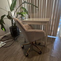 Modern White Desk & Matching Velvet Chair Set – $165 OBO
