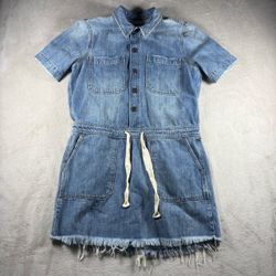 Lucky Brand Coastal Cowgirl Denim Mini Dress Women’s M Blue Boho Distressed #551