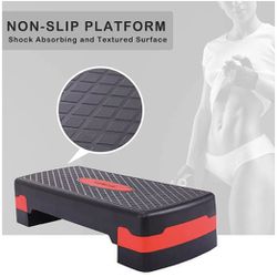  27'' Fitness Aerobic Step Adjust 4" - 6" Exercise Stepper with Risers Home Gym

