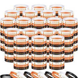 Orange Ribbon Awareness Bracelets Bulk for Leukemia Kidney Cancer ADHD, Unisex Silicone