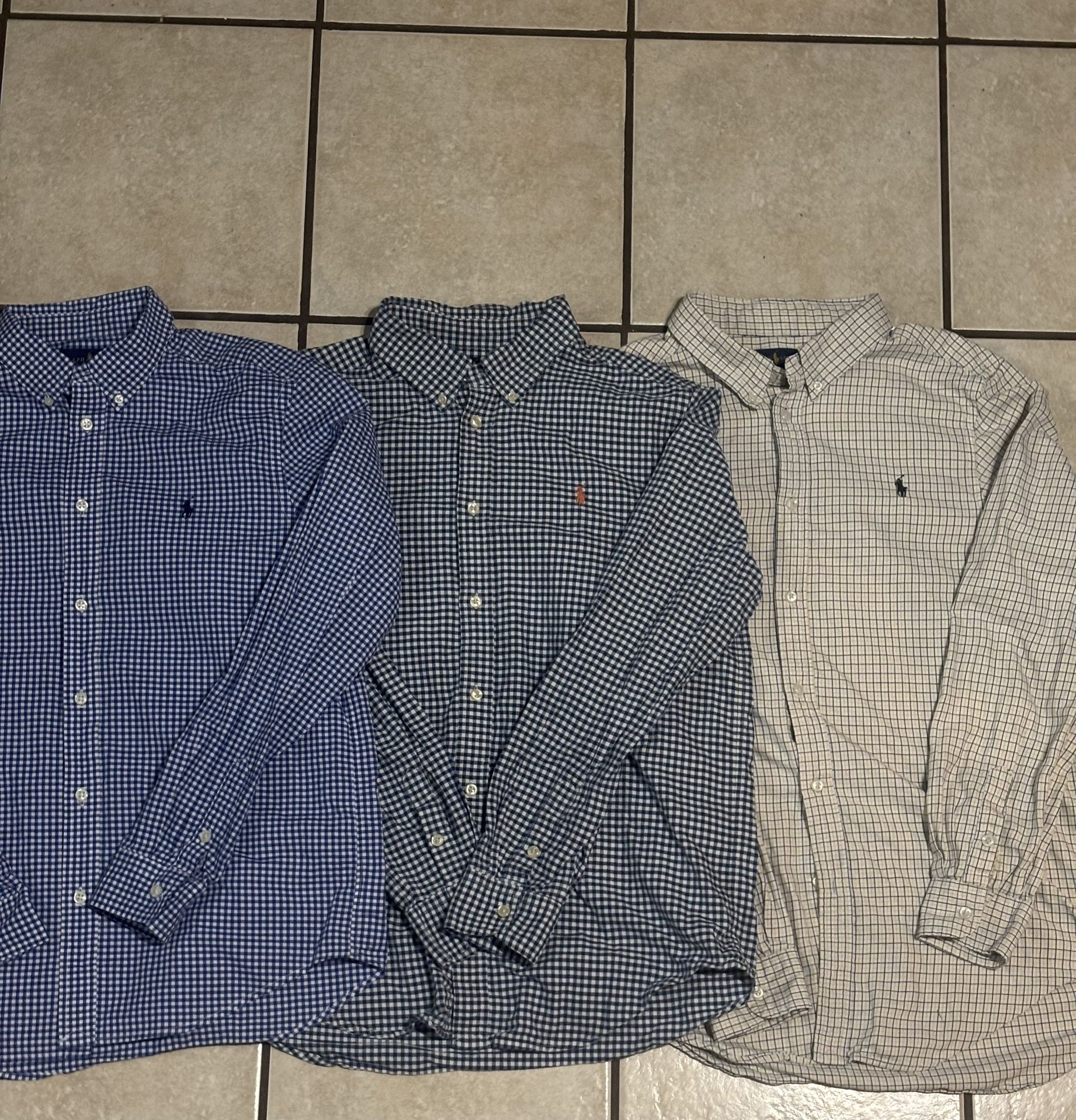 3 Polo Ralph Lauren Long Sleeve Classic Fit Collared Shirts Xl 18-20