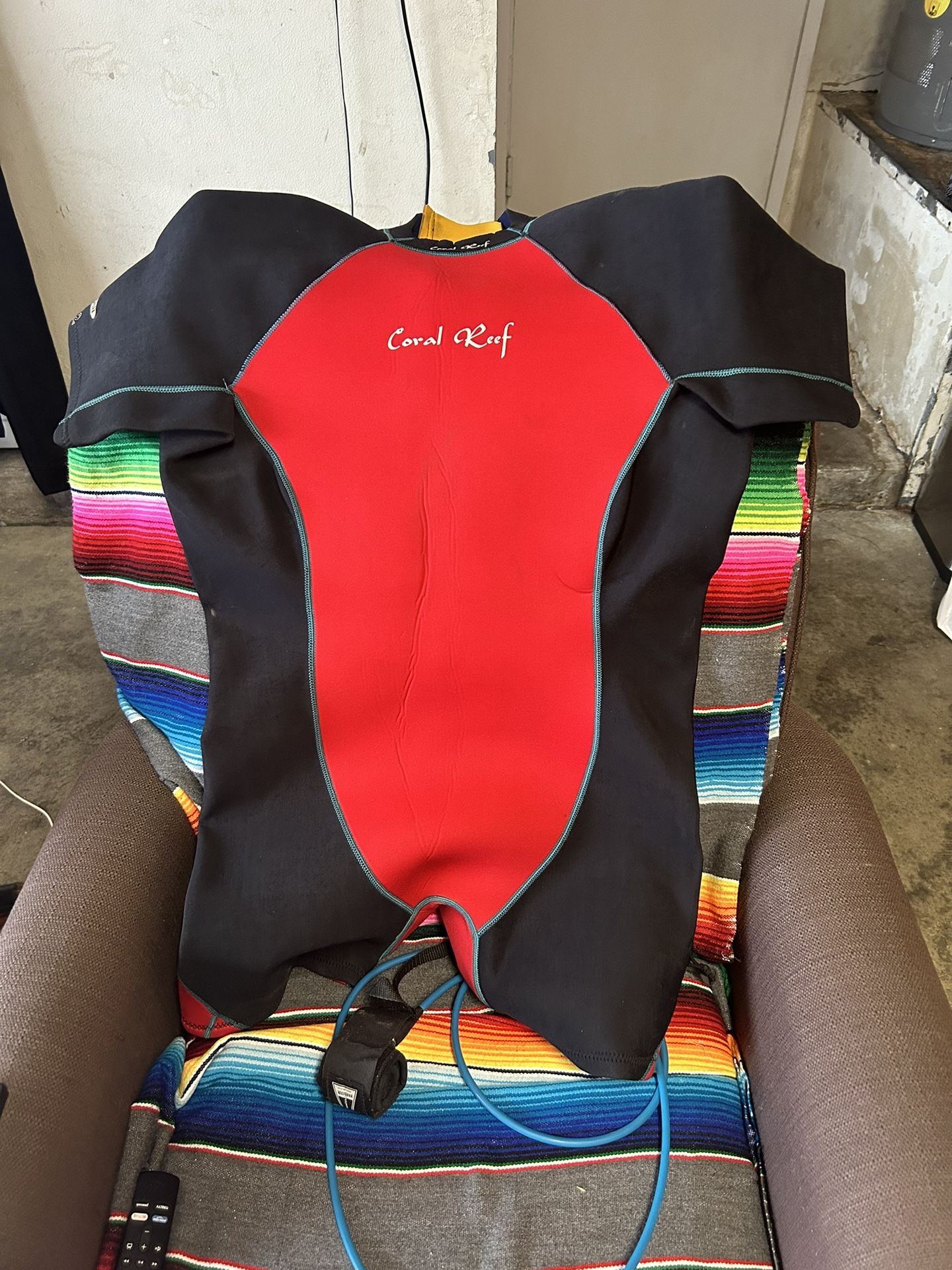 XL Short John Wet Suit Made By Coral Reef And  a Leash For Surf bored