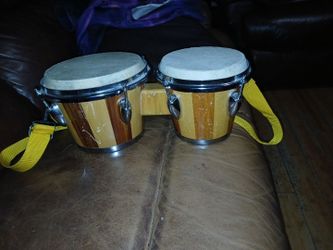 Natural Wood Bongo Drums with Chrome Tuning Hardware