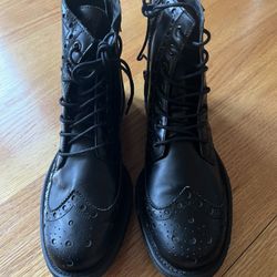 New DOLCE & GABBANA Siracusa Leather Boots Shoes Black Size 7/ UK6