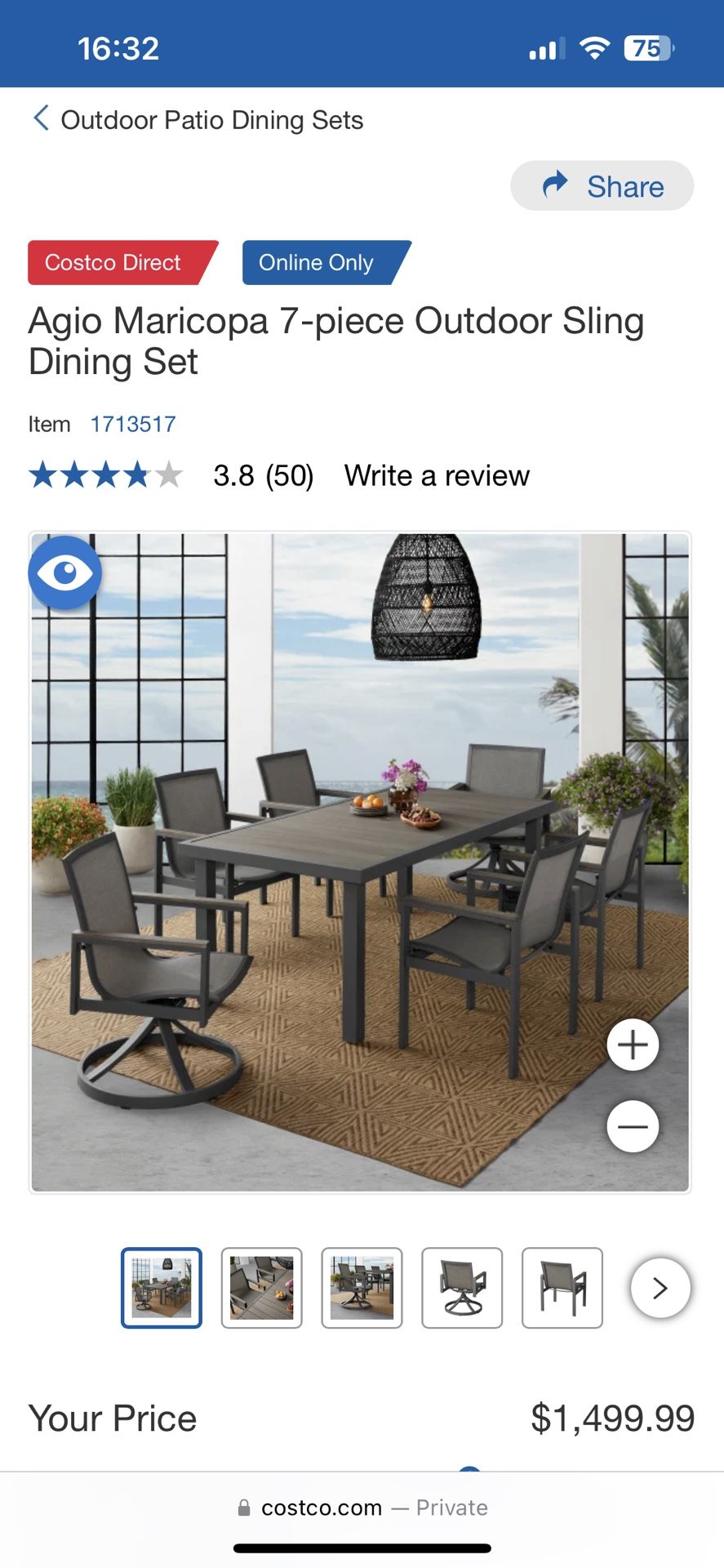 Agio Maricopa 7-piece Outdoor Sling Dining Set