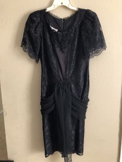 Black Floral Lace Dress Vintage