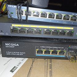 NETWORK GEAR (WIFI-ROUTER,2XAP,3XSWITCHES-2-ARE-POE) LOT SALE ONLY