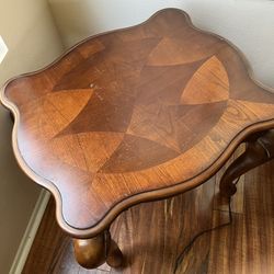 Two Toned Wood Inlay Side and Coffee Table 