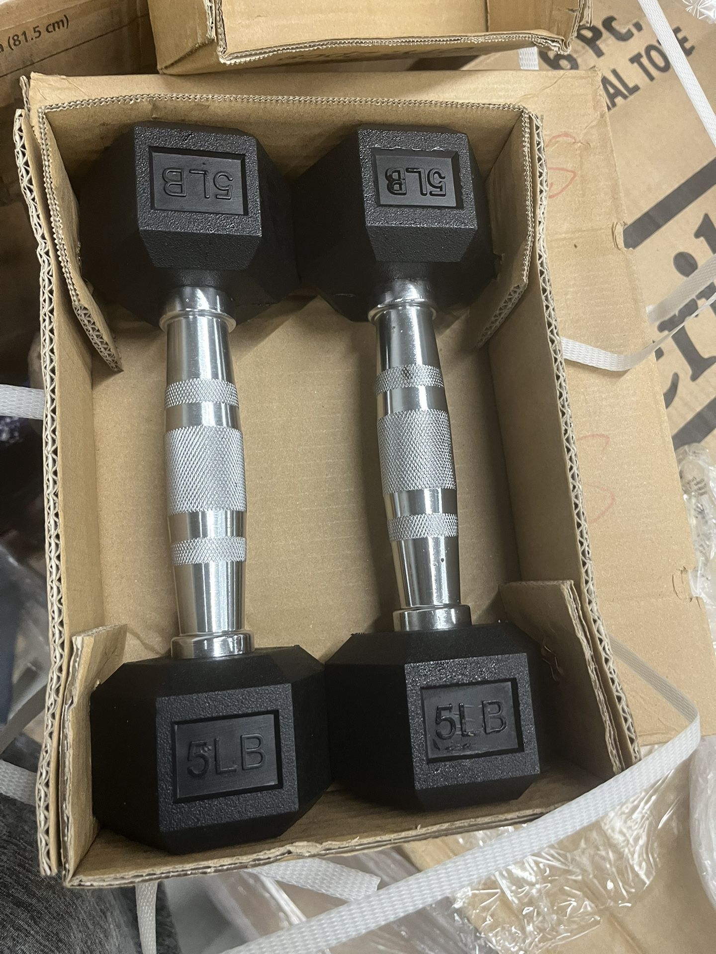 BRAND NEW - Set of 2 - 5 lbs BalanceFrom Rubber Hex Dumbbells
