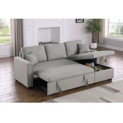 Reversible Pull Out Sleeper Sofa Bed Sectional Couch With Storage Chaise