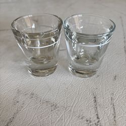 Vintage Heavy Bottom Libbey Clear Glass Shot Glass With White Stripe