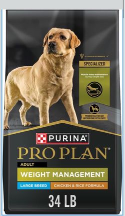 Purina Pro Plan Weight Management Large Breed Dog Food, Chicken, 34 lb Bag