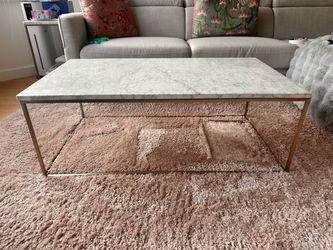 SET of West Elm Streamline Marble Side Tables (Pair) and a Coffee Table
